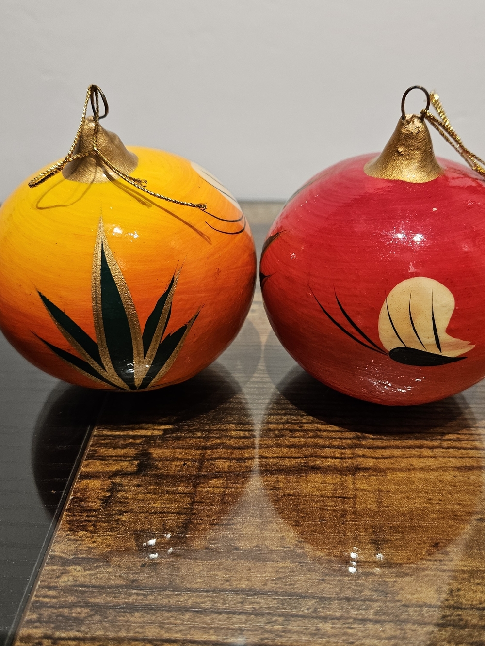 Hand-Painted Holiday Ornaments – Red & Orange Southwest Pottery